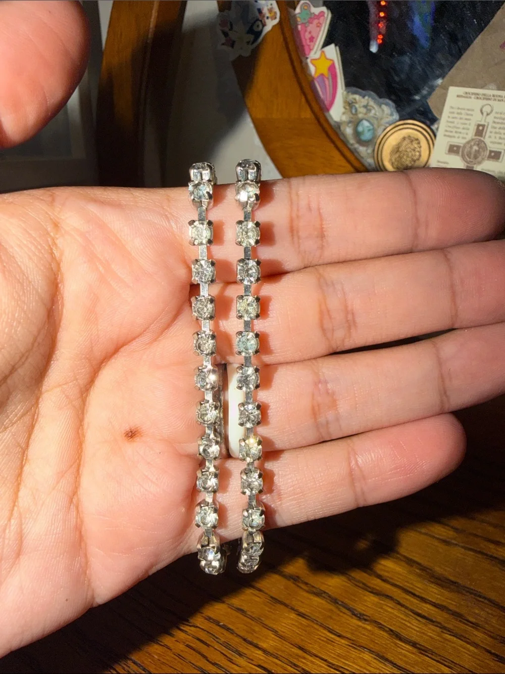 Classic Silver-Tone Crystal Tennis Bracelet Pair